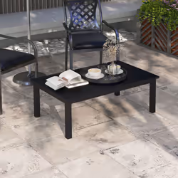 Outsunny Aluminium Outdoor Coffee Table Patio Table with Slat Top, Black