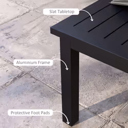Outsunny Aluminium Outdoor Coffee Table Patio Table with Slat Top, Black