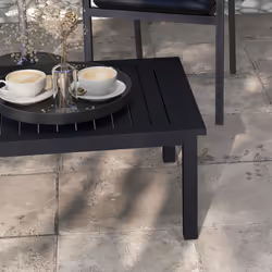 Outsunny Aluminium Outdoor Coffee Table Patio Table with Slat Top, Black - Additional view 8