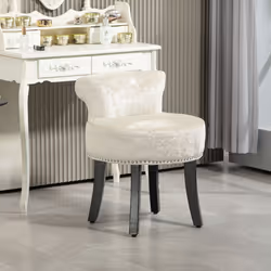HOMCOM Dressing Table Stool Vanity Seat w/ Rubber Wood Legs Bedroom - Beige