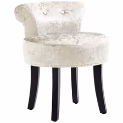 HOMCOM Dressing Table Stool Vanity Seat w/ Rubber Wood Legs Bedroom - Beige - Additional view 8