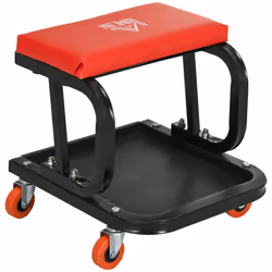 HOMCOM Workshop Stool, Rolling Mechanic Stool with 360-Degree Swivel, Red - Additional view 8