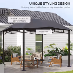 Outsunny 3x3(m) Outdoor Patio Gazebo Pavilion Canopy Tent Steel Frame Grey