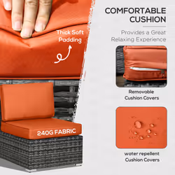 Outsunny 8 Pieces Patio Rattan Sofa Set Outdoor Garden Furniture Set Orange