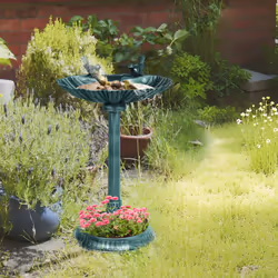 Outsunny 81cm Tall Bird Bath with 2 Decorative Birds for Garden, Green