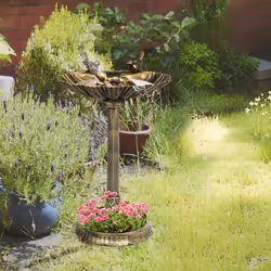 Outsunny 81cm Tall Bird Bath with 2 Decorative Birds for Garden, Bronze Tone