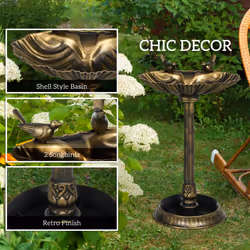 Outsunny 81cm Tall Bird Bath with 2 Decorative Birds for Garden, Bronze Tone
