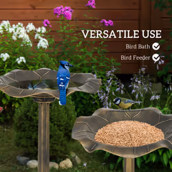 Outsunny Bird Bath for Garden, Birdbath with Lotus Leaf Basin, Bronze Tone