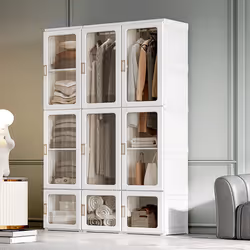 HOMCOM Portable Wardrobe, Clothes Organiser with Hanging Rods, White
