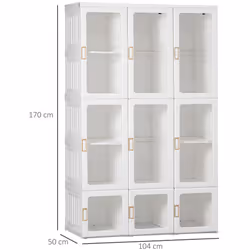HOMCOM Portable Wardrobe, Clothes Organiser with Hanging Rods, White