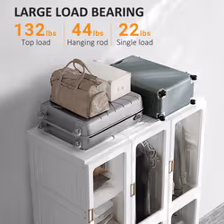 HOMCOM Portable Wardrobe, Clothes Organiser with Hanging Rods, White - Additional view 6