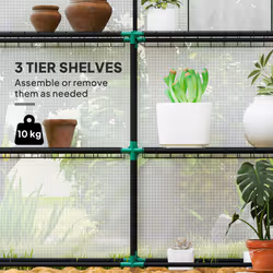 Outsunny Walk-in Greenhouse with 8 Shelves, Outdoor Small Greenhouse, White