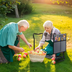 Outsunny Garden Kneeler Foldable Seat Bench EVA Foam Pad with Tool Bag Pouch