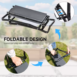 Outsunny Garden Kneeler Foldable Seat Bench EVA Foam Pad with Tool Bag Pouch