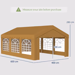 Outsunny 6m Garden Gazebo Carport Shelter w/ Removable Sidewalls, Yellow