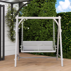 Outsunny 2 Seater Wooden Garden Swing Seat Hammock Bench Lounger, Grey - Additional view 5