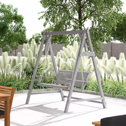 Outsunny 2 Seater Wooden Garden Swing Seat Hammock Bench Lounger, Grey - Additional view 6