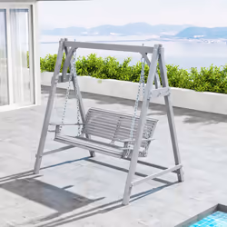 Outsunny 2 Seater Wooden Garden Swing Seat Hammock Bench Lounger, Grey - Additional view 7