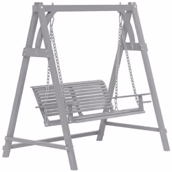 Outsunny 2 Seater Wooden Garden Swing Seat Hammock Bench Lounger, Grey - Additional view 8