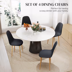 HOMCOM Dining Chairs Set of 4 w/ Curved Back, Steel Legs, Black