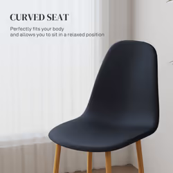 HOMCOM Dining Chairs Set of 4 w/ Curved Back, Steel Legs, Black