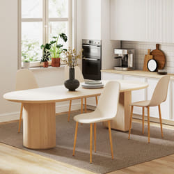 HOMCOM Dining Chairs Set of 4 w/ Curved Back, Steel Legs, Khaki