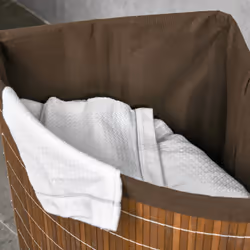 HOMCOM 55L Bamboo Corner Laundry Hamper Bamboo Laundry Basket Brown - Additional view 7
