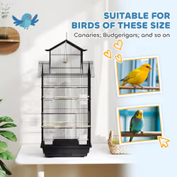 PawHut Metal Bird Cage w/ Perch, Food Container, Handle, for Finch, Canary - Additional view 7