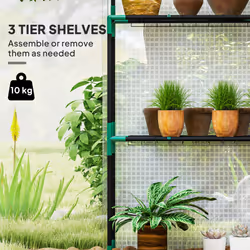 Outsunny Walk-in Greenhouse with 4 Shelves, Outdoor Small Greenhouse, White