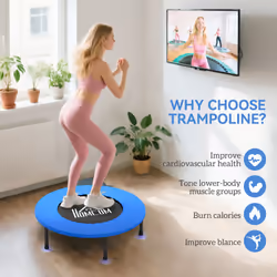 HOMCOM 81cm Fitness Trampoline Exercise, Max Load 100 KG, Blue Black