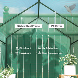 Outsunny Walk in Greenhouse w/Shelves Steeple Grow House 120 x 186 x 190 cm