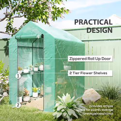Outsunny Walk in Greenhouse w/Shelves Steeple Grow House 120 x 186 x 190 cm