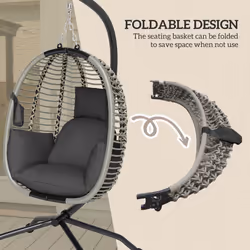 Outsunny Hanging Swing Chair w/ Thick Cushion, Hanging Chair, Dark Grey