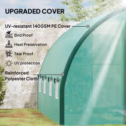 Outsunny Tunnel Greenhouse Upgraded Structure, Hinged Doors, 4 x 3(m), Green