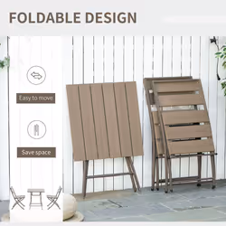 Outsunny 3 PCS Foldable Garden Bistro Set Folding Table And Chairs Set, Grey