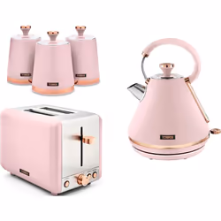 Tower Cavaletto Pink Pyramid Kettle 2 Slice Toaster & Canisters Set