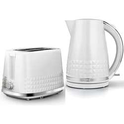 Tower Solitaire Kettle & 2 Slice Toaster Matching Kitchen Set (White)