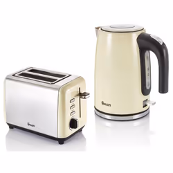 Swan Townhouse Cream 1.7L Jug Kettle & 2 Slice Toaster Matching Set