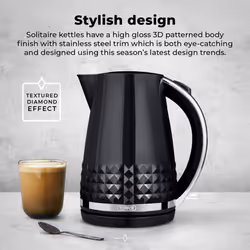 Tower Solitaire Black Kettle 2 Slice Toaster Bread Bin & Canisters Set