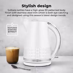 Tower Solitaire Kettle 2 Slice Toaster & Canisters Set White & Chrome