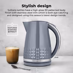 Tower Solitaire Grey Kettle 2 Slice Toaster Bread Bin & Canisters Set