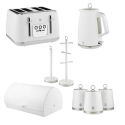 Swan Serenity White Kettle 4 Slice Toaster BreadBin Canisters Mug Tree