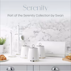 Swan Serenity White Kettle 4 Slice Toaster BreadBin Canisters Mug Tree