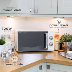 Russell Hobbs Inspire White Jug Kettle 2 Slice Toaster & Microwave Set