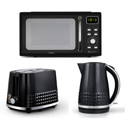 Tower Solitaire Black Kettle 2 Slice Toaster & Digital Microwave  Set