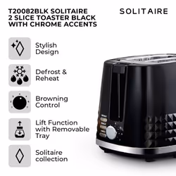Tower Solitaire Black Kettle 2 Slice Toaster & Digital Microwave  Set