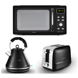 Tower Ash Black Pyramid Kettle, 2 Slice Toaster & Microwave TT24041BLK