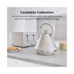 Tower Cavaletto Latte Pyramid Kettle 4 Slice Toaster & Microwave Set