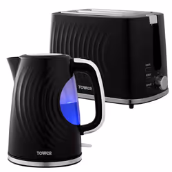 Tower Sonar Kettle & 2 Slice Toaster Kitchen Set (Black)