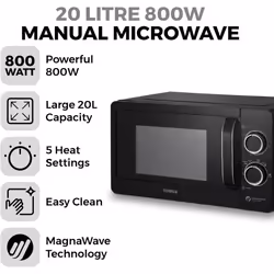 Tower Solitaire Black Kettle 2 Slice Toaster & T24042BLK 20L Microwave